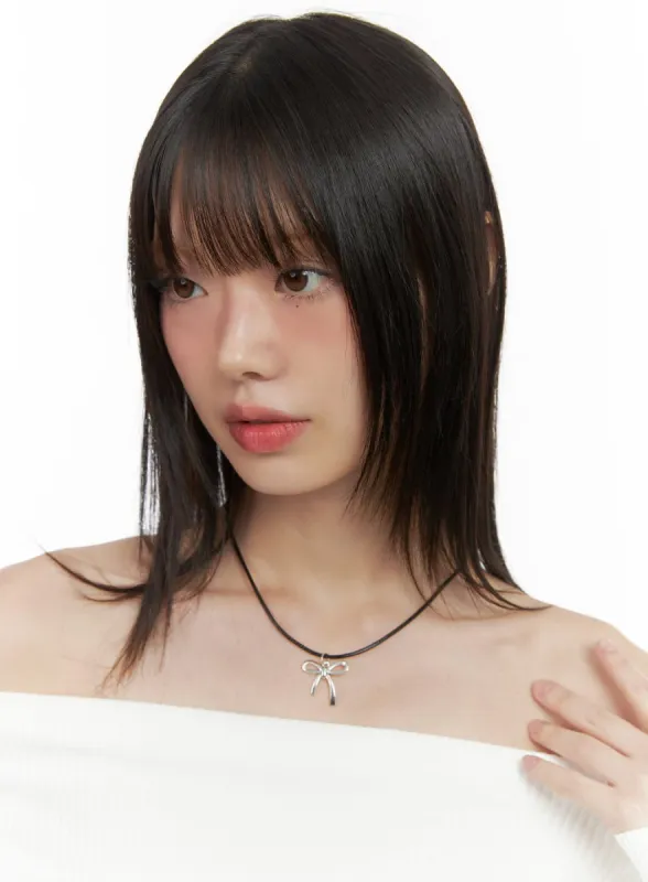 Ribbon Black Necklace IO418 sold by Lewkin