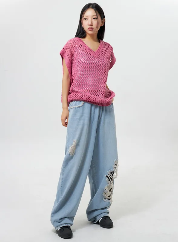 Oversized Ripped Jeans CY324 sold by Lewkin