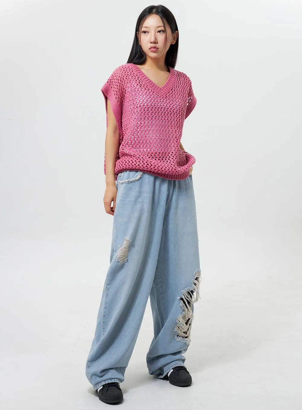 Oversized Ripped Jeans CY324 sold by Lewkin