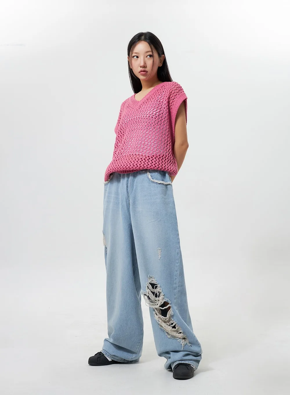 Oversized Ripped Jeans CY324 sold by Lewkin product image thumbnail 4