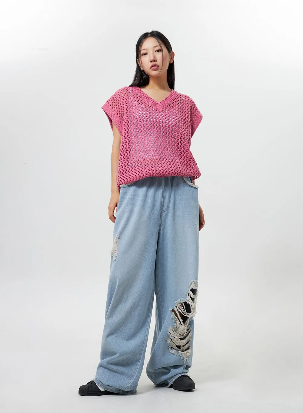 Oversized Ripped Jeans CY324 sold by Lewkin product image thumbnail 3