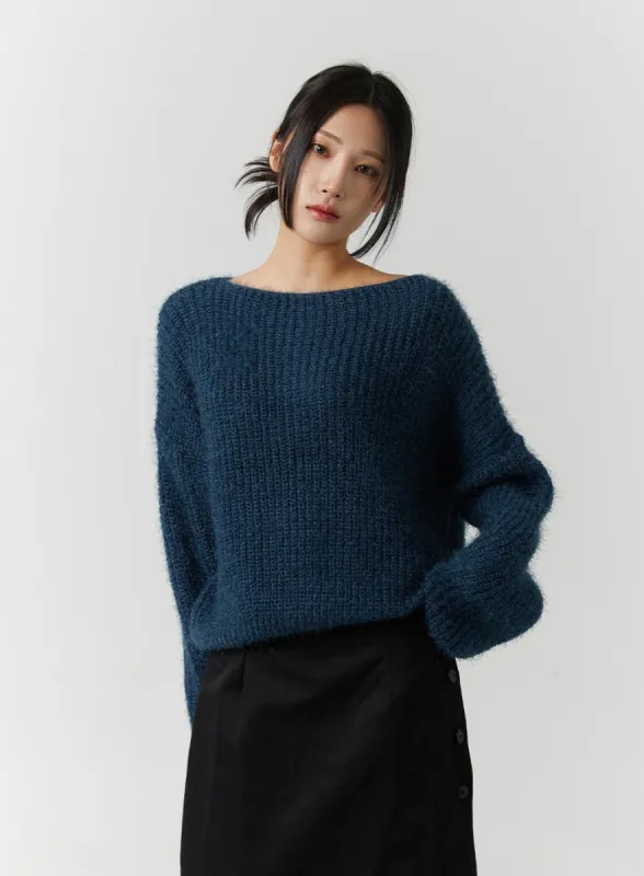 Soft Boat Neck Knit Sweater CN329 sold by Lewkin