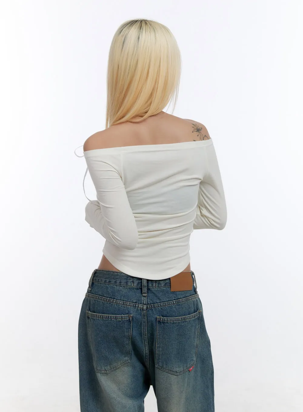 Ribbon Off Shoulder Top CO422 sold by Lewkin product image thumbnail 5