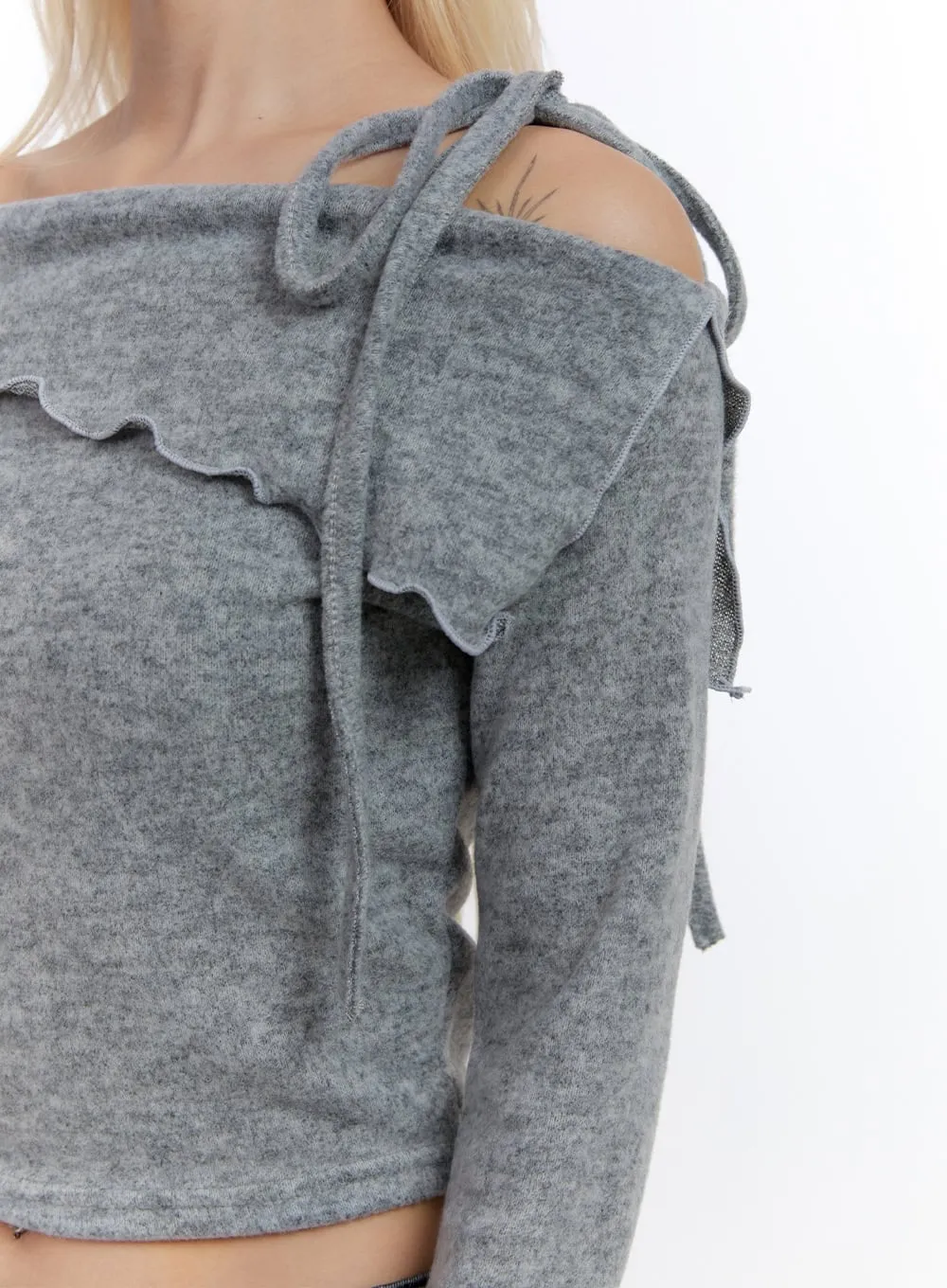 Folded Off Shoulder Crop Top CO422 sold by Lewkin product image thumbnail 3