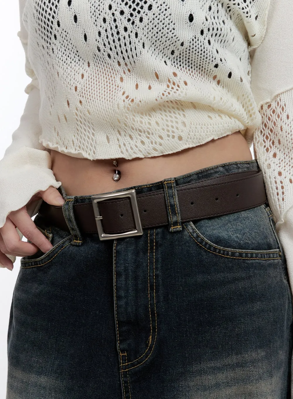 Faux Leather Square Belt CO422 sold by Lewkin product image thumbnail 2