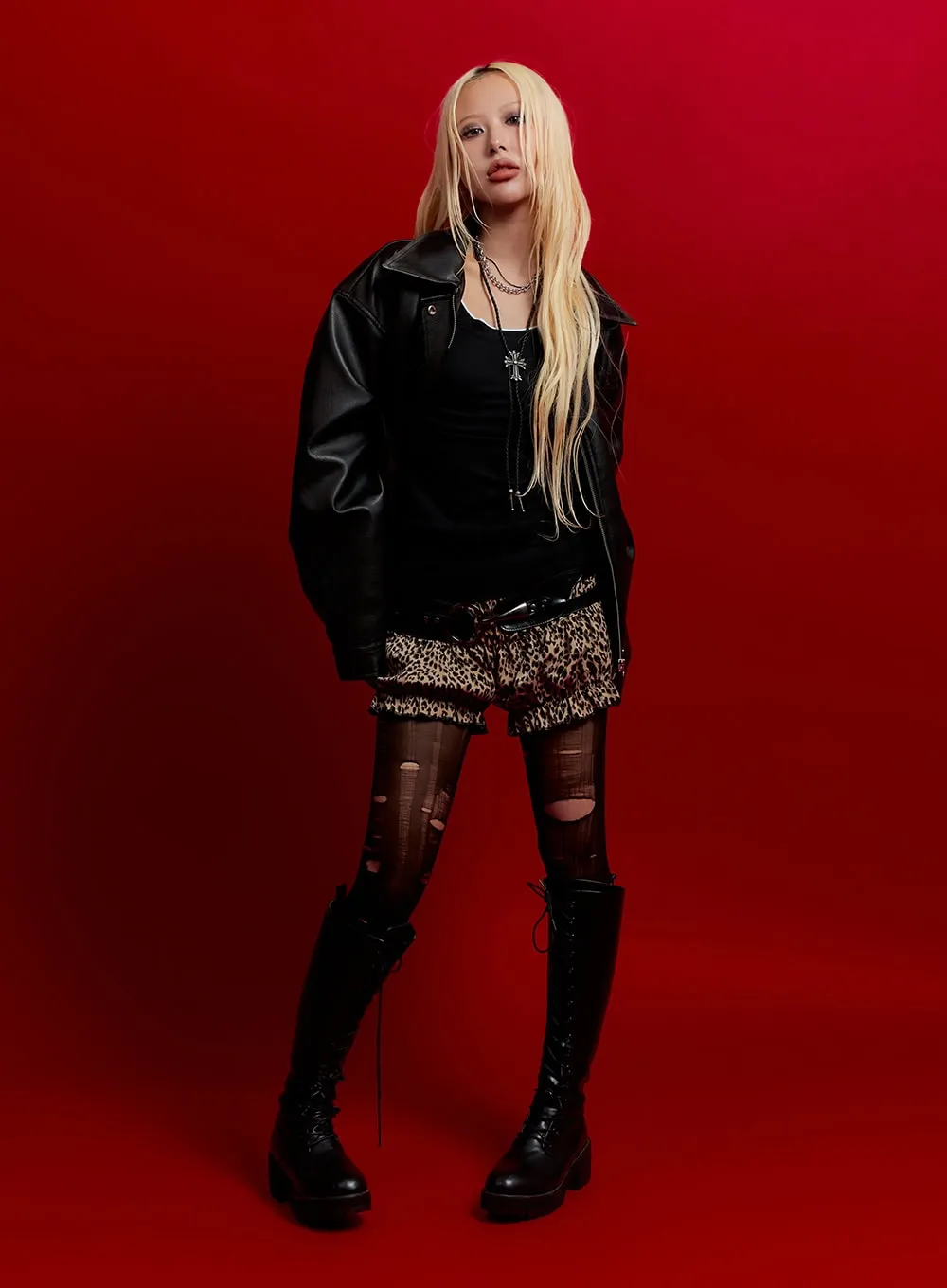 Frill Leopard Print Shorts CO423 sold by Lewkin