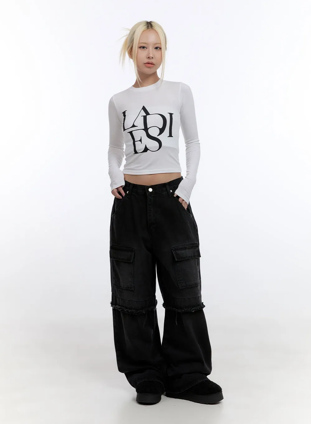 Reese Cargo Chic Wide Leg Jeans CO423 sold by Lewkin product image thumbnail 2