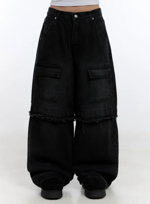 Reese Cargo Chic Wide Leg Jeans CO423 sold by Lewkin