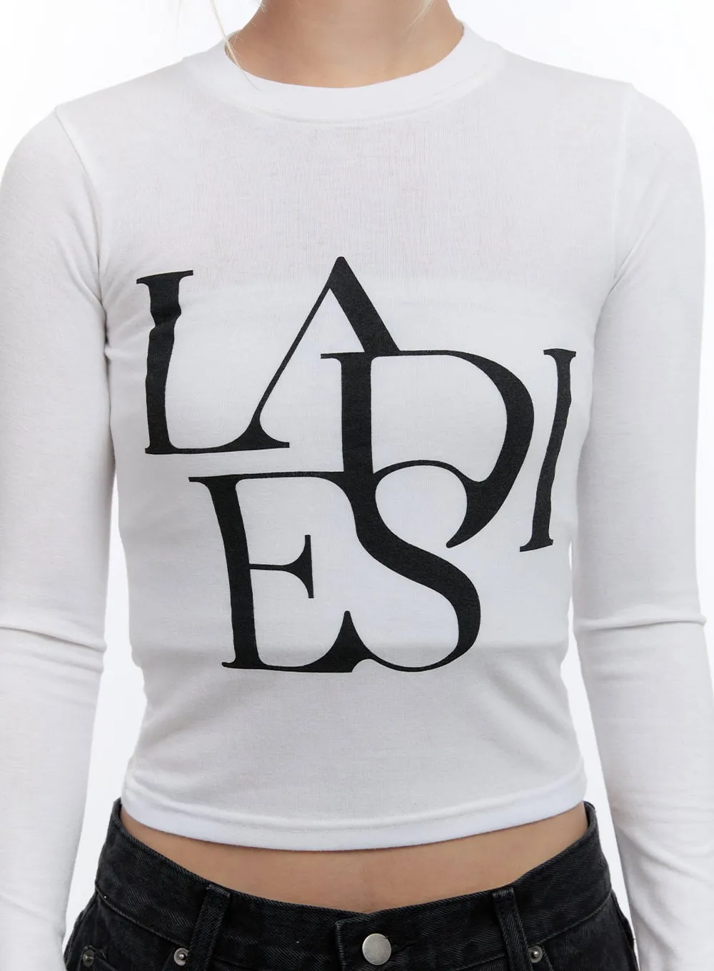 Round Neck Slim Fit Long Sleeve Crop Top CO423 sold by Lewkin product image thumbnail 3