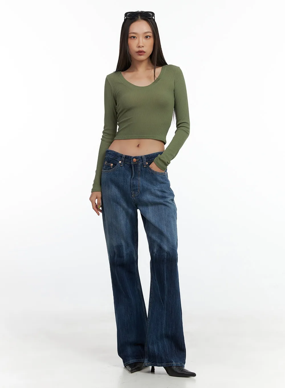 Slim U-Neck Crop Tee CO424 sold by Lewkin product image thumbnail 2