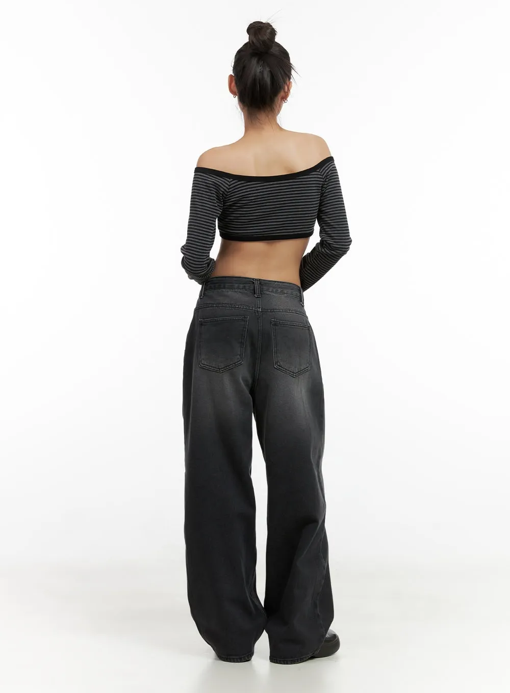 Delilah Pin-Tuck Washed Denim Baggy Jeans CO424 sold by Lewkin product image thumbnail 5