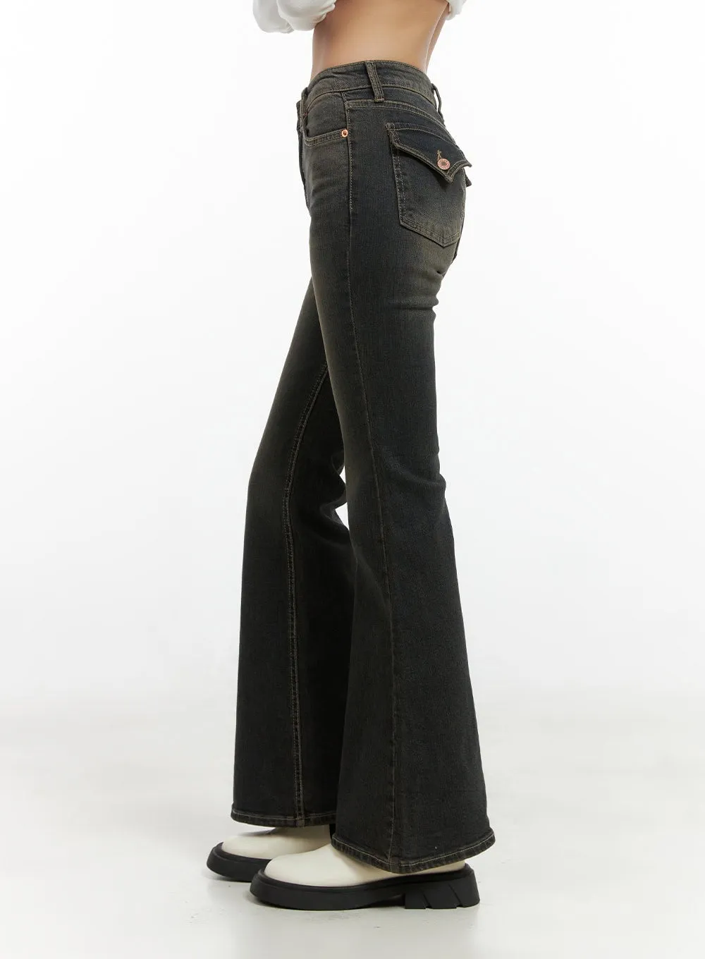 Paisley Slim-Fit Bootcut Washed Jeans CO424 sold by Lewkin product image thumbnail 3