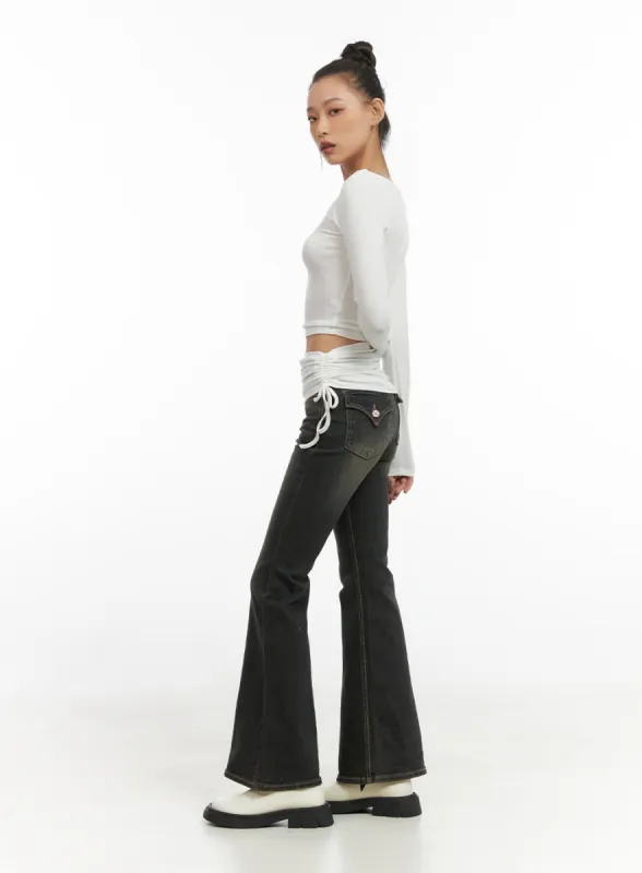 Paisley Slim-Fit Bootcut Washed Jeans CO424 sold by Lewkin