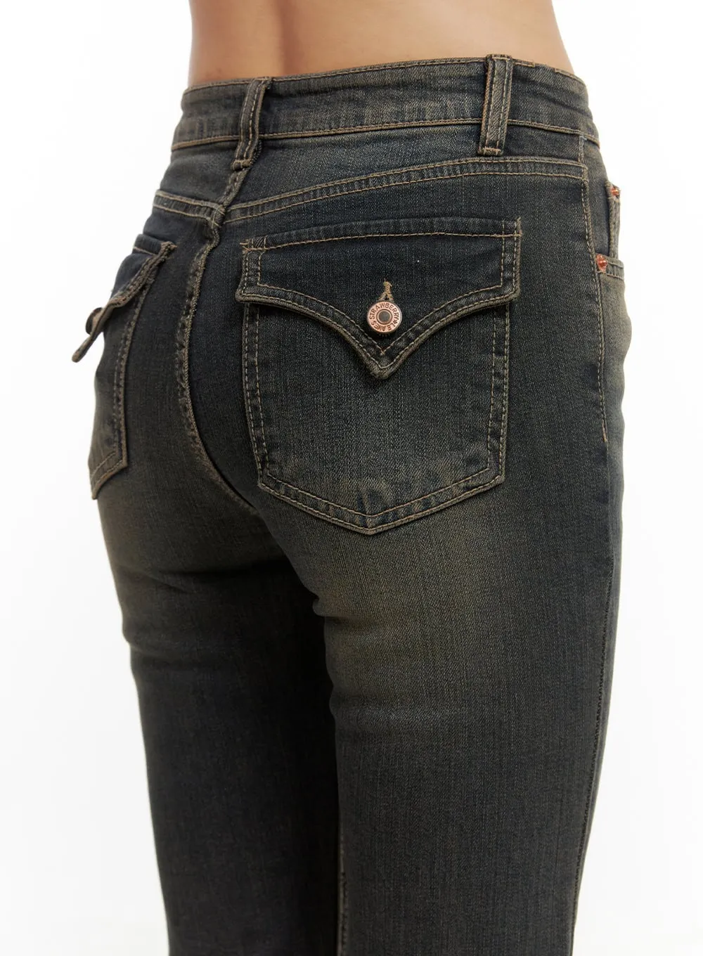 Paisley Slim-Fit Bootcut Washed Jeans CO424 sold by Lewkin product image thumbnail 4