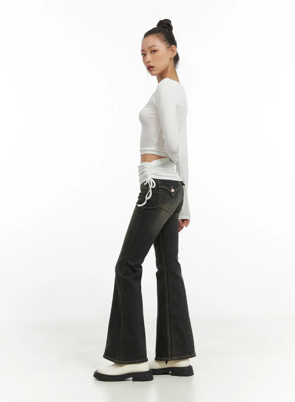 Unbalanced Shirring Long-Sleeve Top CO424 sold by Lewkin product image thumbnail 5