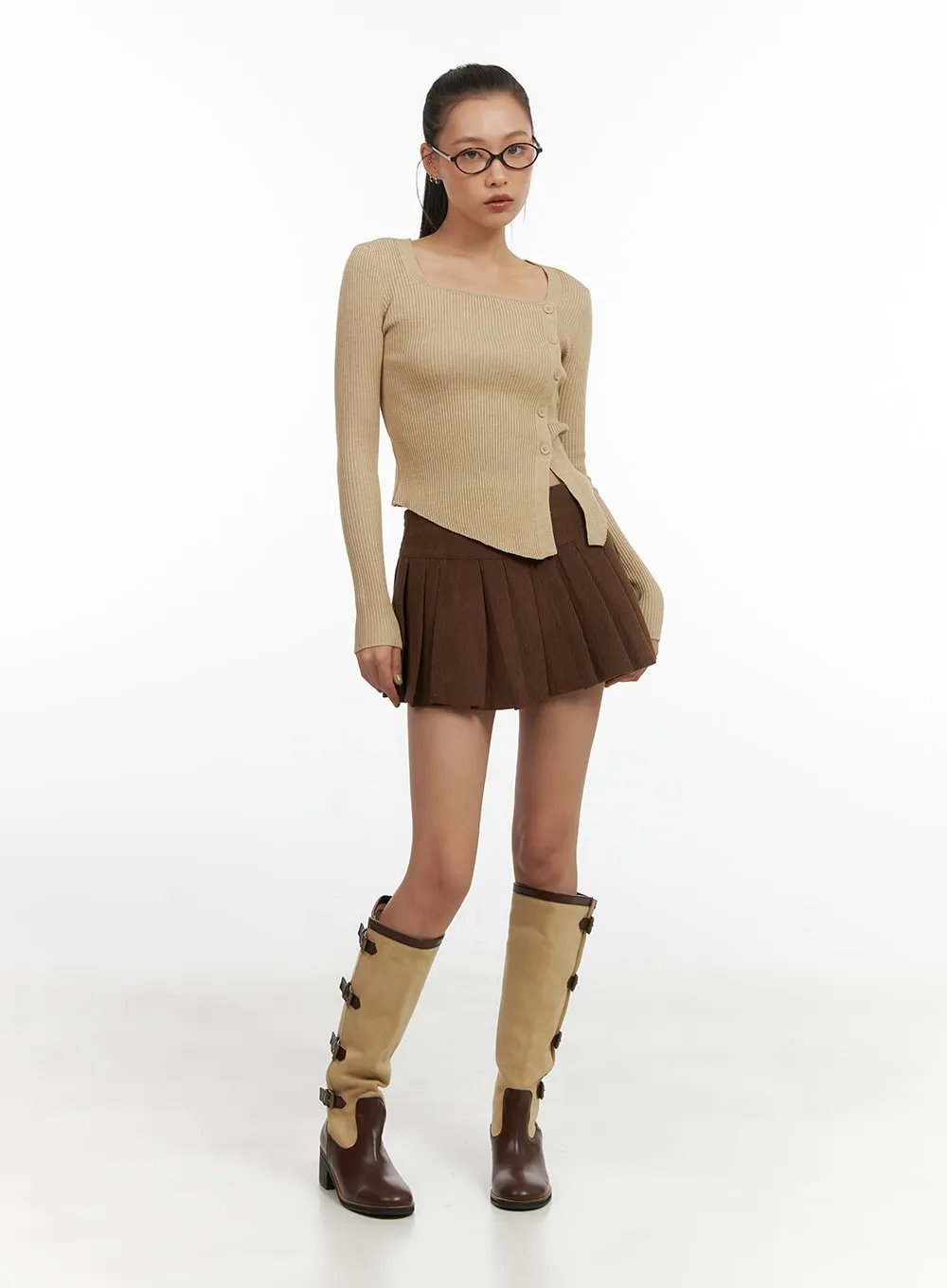 Pleated Corduroy Mini Skirt CO424 sold by Lewkin product image thumbnail 2