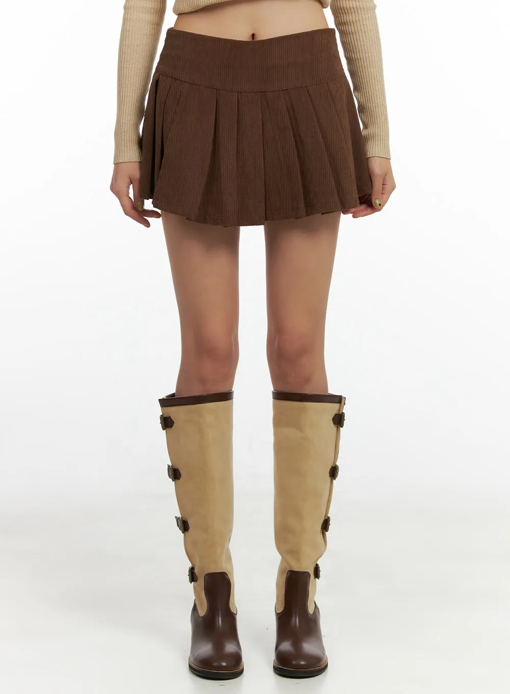 Pleated Corduroy Mini Skirt CO424 sold by Lewkin