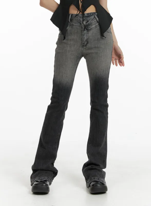 Two-Tone Washed Bootcut Jeans CF428 sold by Lewkin