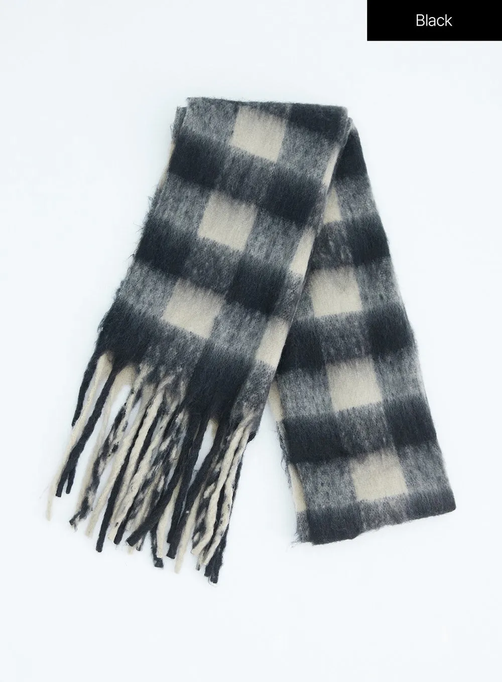 Checkered Tassel Long Scarf IN316 sold by Lewkin product image thumbnail 5
