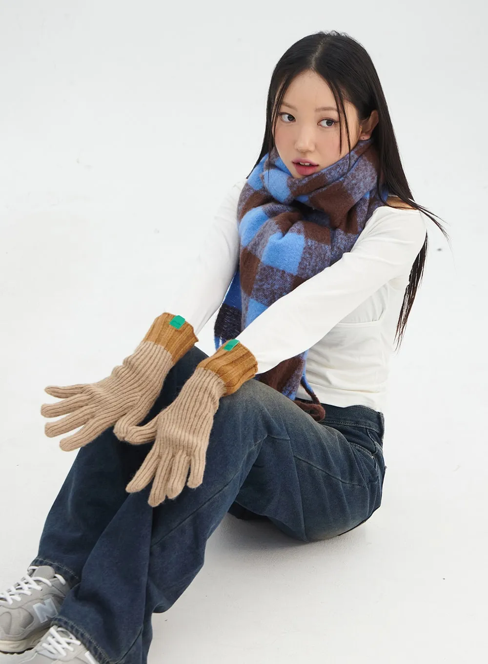 Checkered Tassel Long Scarf IN316 sold by Lewkin product image thumbnail 2