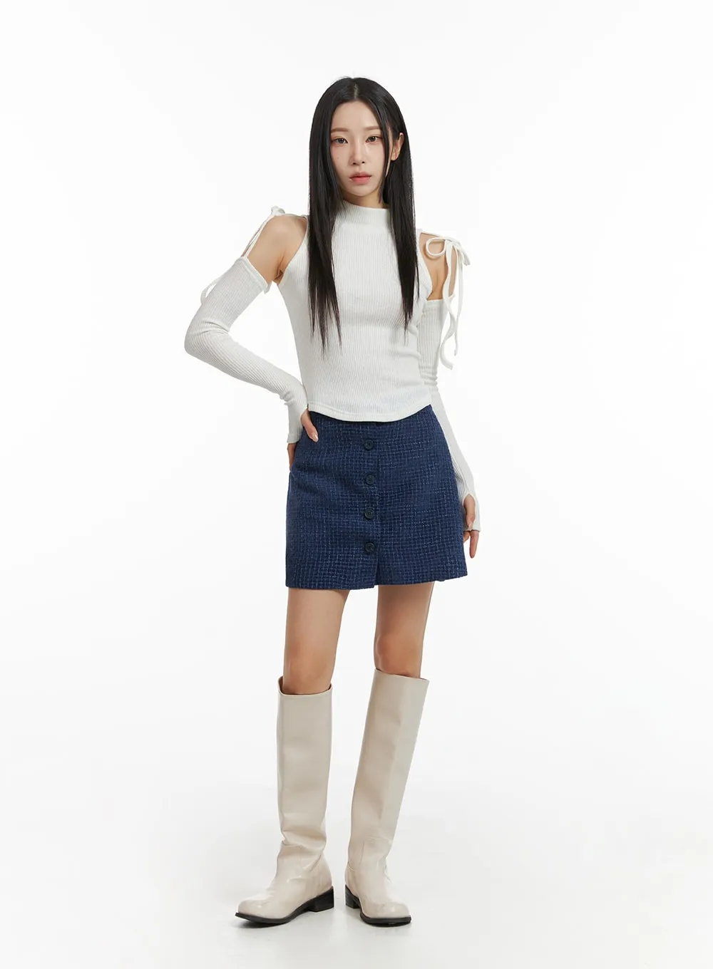 Ribbon Cut-out Turtle Neck Top CJ408 sold by Lewkin product image thumbnail 5