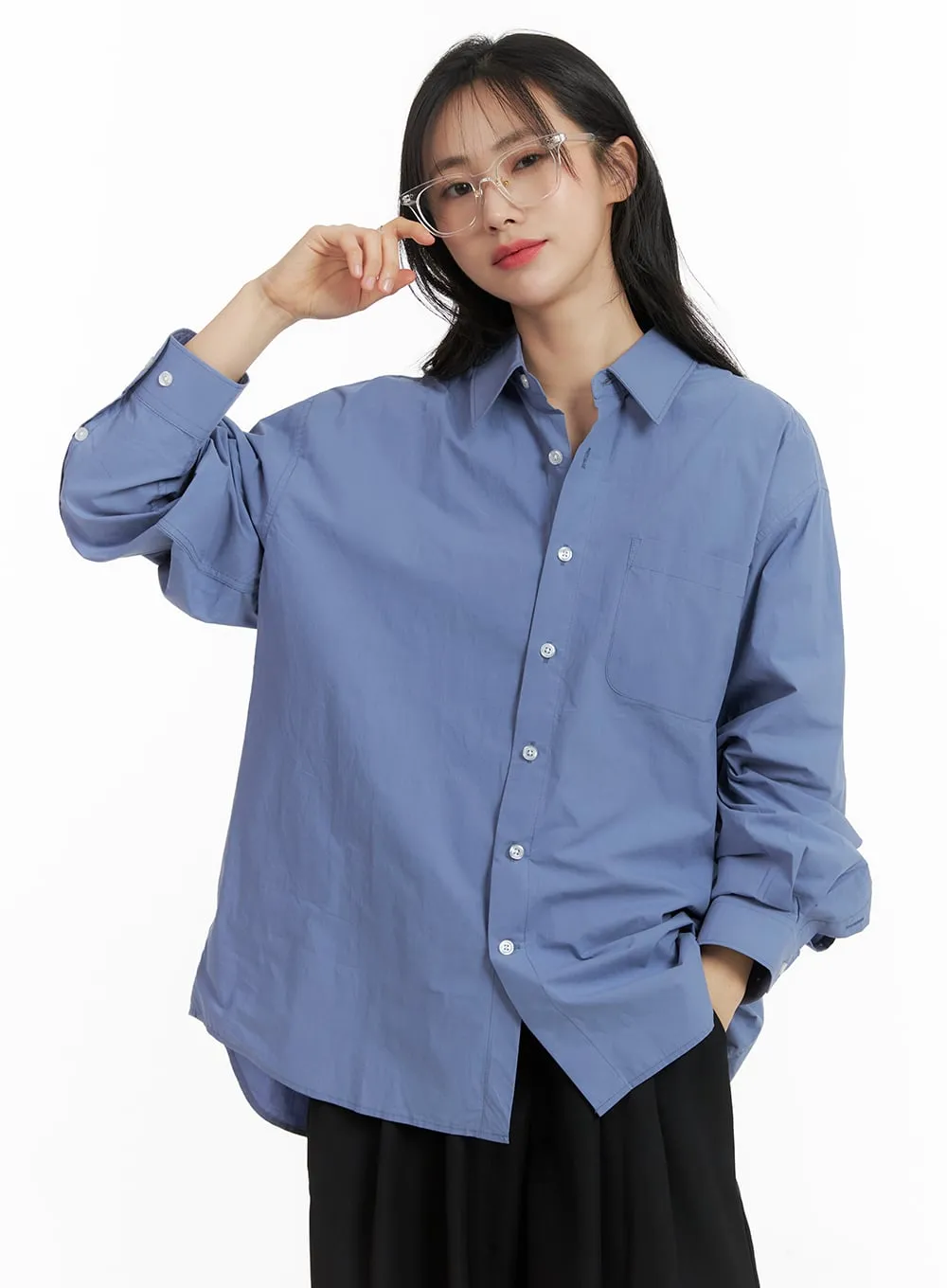 Basic Long Sleeve Button-Up OM412 sold by Lewkin product image thumbnail 3