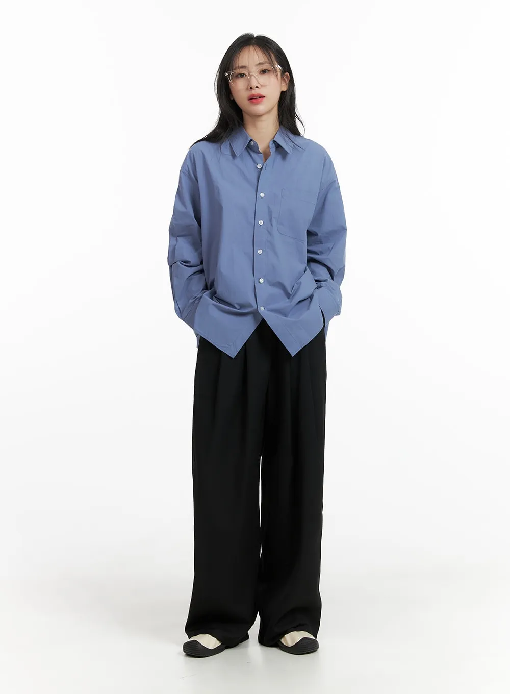 Basic Long Sleeve Button-Up OM412 sold by Lewkin product image thumbnail 2