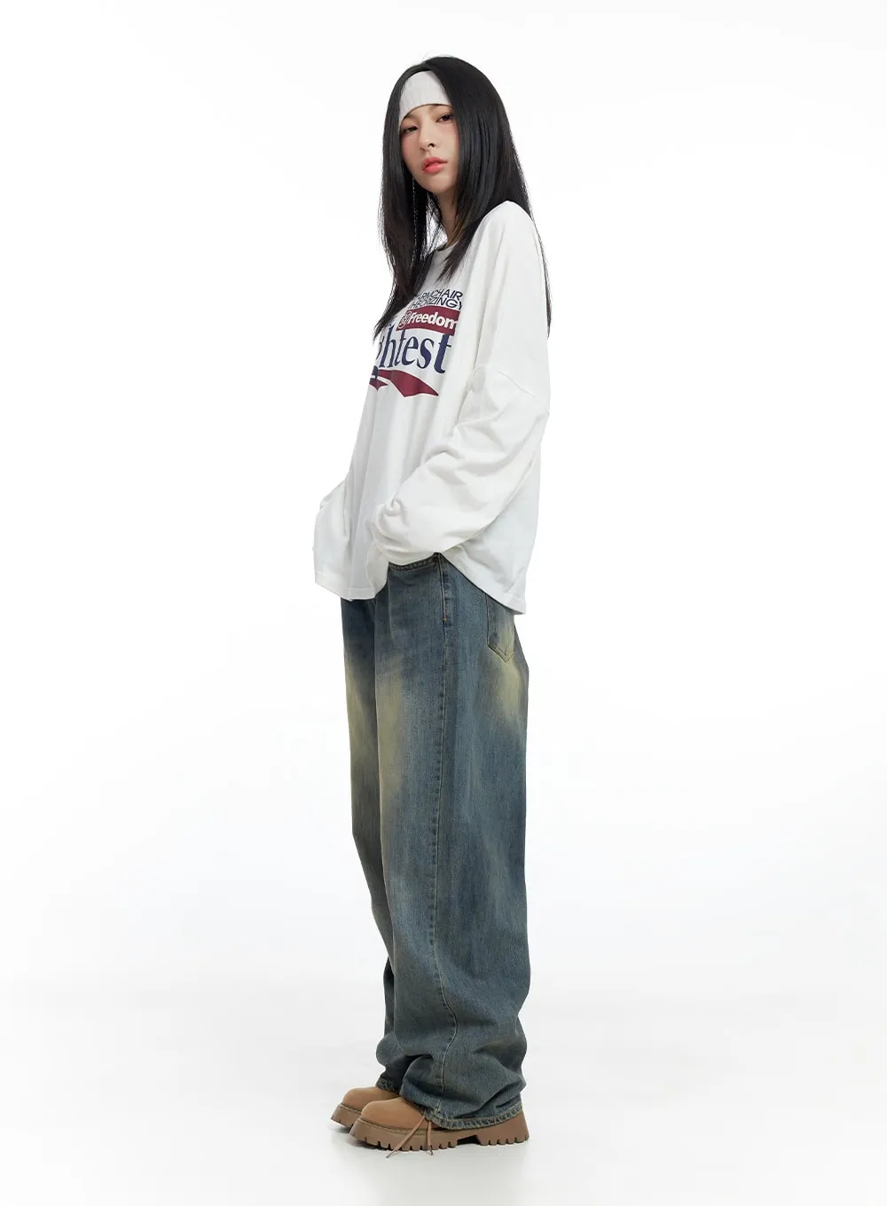 Oversize Graphic Long Sleeve T-Shirt CO425 sold by Lewkin product image thumbnail 4