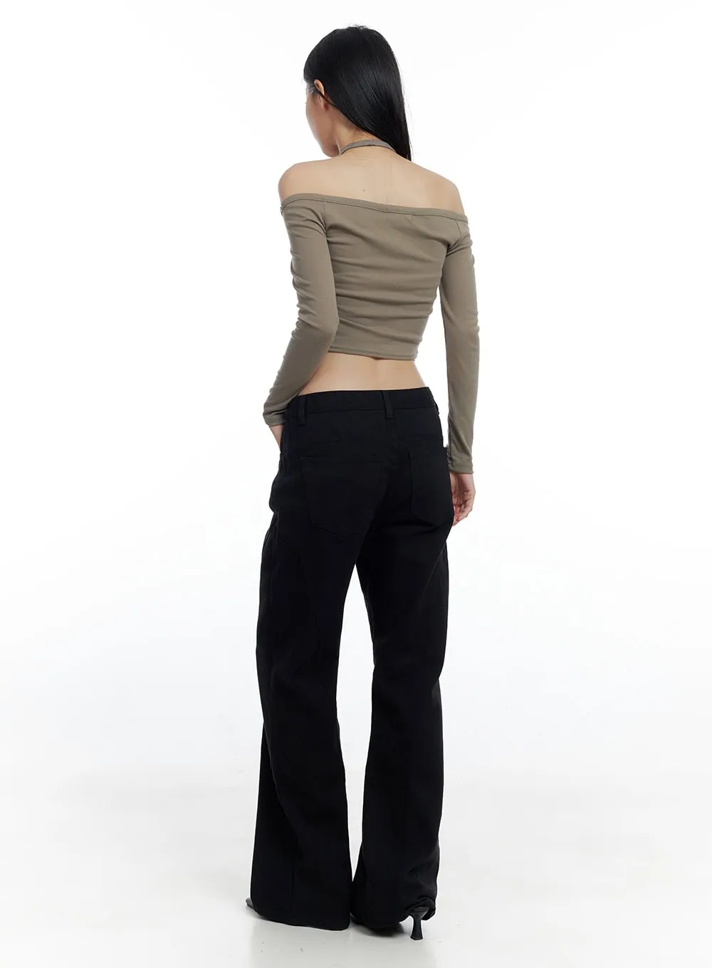 Solid Cotton Semi-Wide Pants CO425 sold by Lewkin product image thumbnail 5