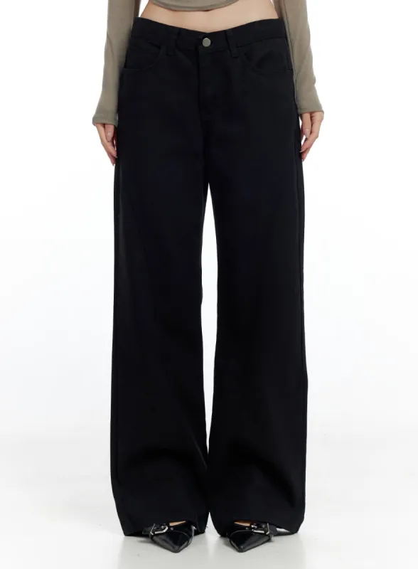 Solid Cotton Semi-Wide Pants CO425 sold by Lewkin