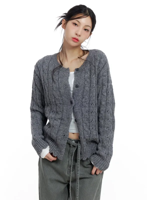Cozy Cable Knit Wool Cardigan CO426 sold by Lewkin