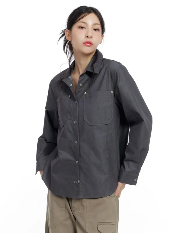 Collared Denim Pocket Shirt CO426 sold by Lewkin
