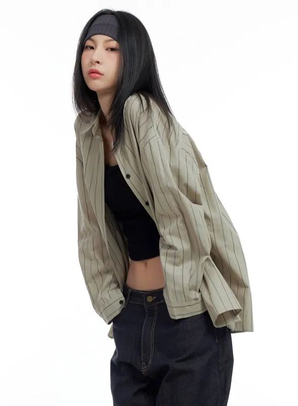 Striped Button Up Shirt CO426 sold by Lewkin