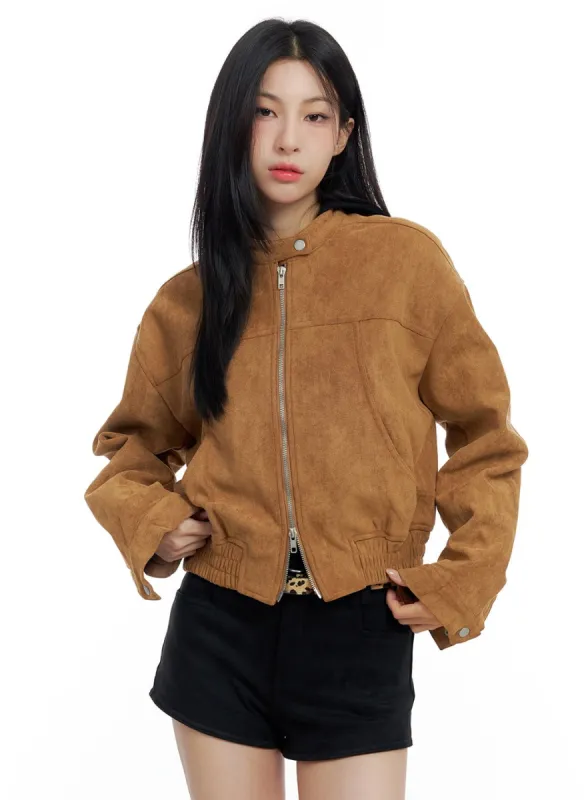 Suede Zip Up Jacket CO426 sold by Lewkin
