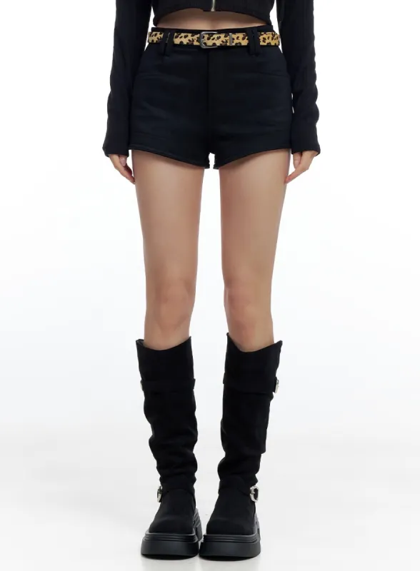 Slim Fit Shorts with Leopard Belt Set CO426 sold by Lewkin