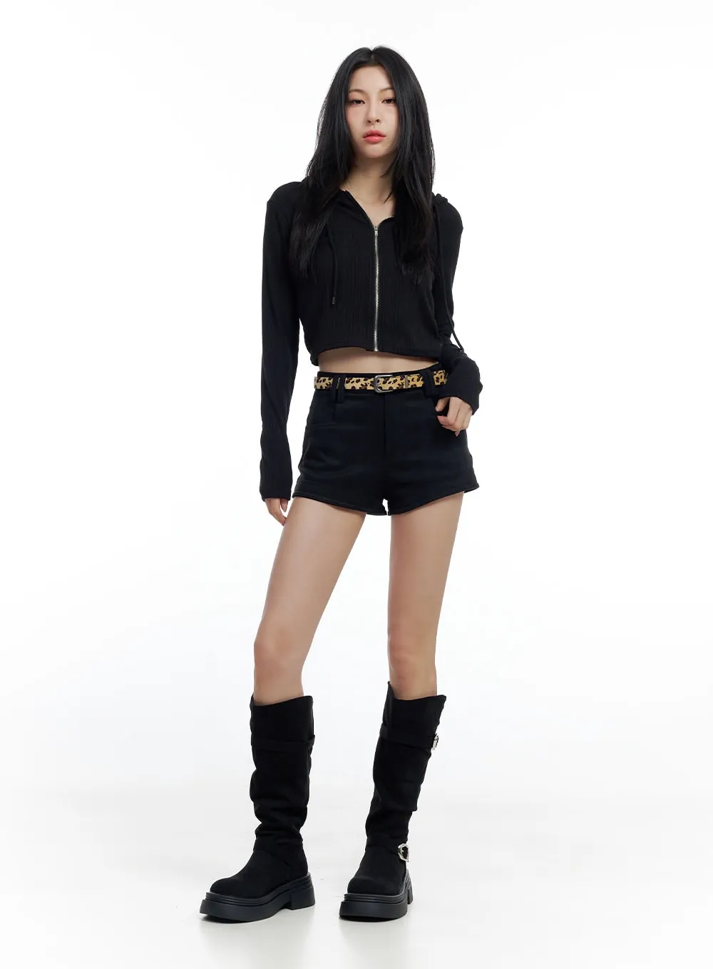 Slim Fit Shorts with Leopard Belt Set CO426 sold by Lewkin product image thumbnail 2