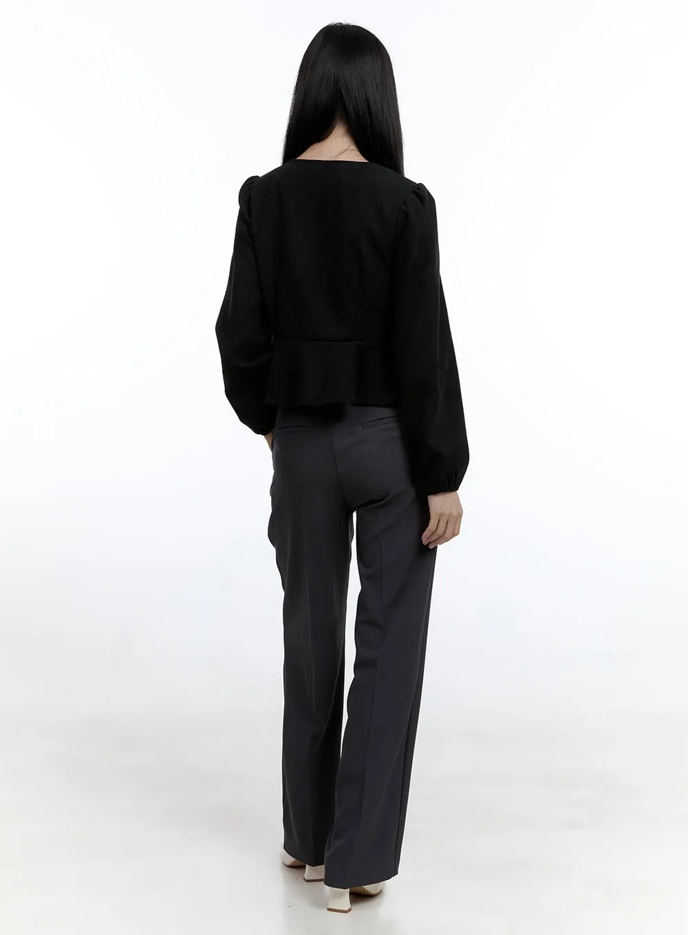 Solid Puff-Sleeve Blouse OO429 sold by Lewkin product image thumbnail 3