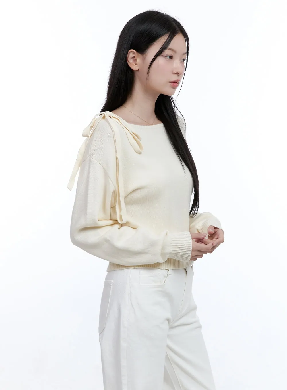 Long-Sleeve Strap Neckline Knit OO429 sold by Lewkin product image thumbnail 5