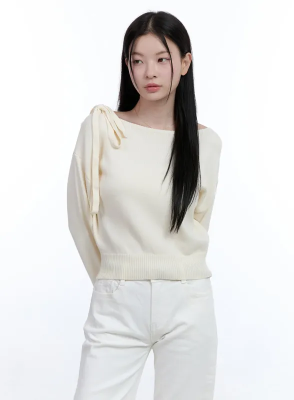 Long-Sleeve Strap Neckline Knit OO429 sold by Lewkin