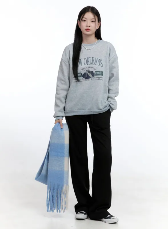 Wide-Fit Solid Sweatpants OO429 sold by Lewkin