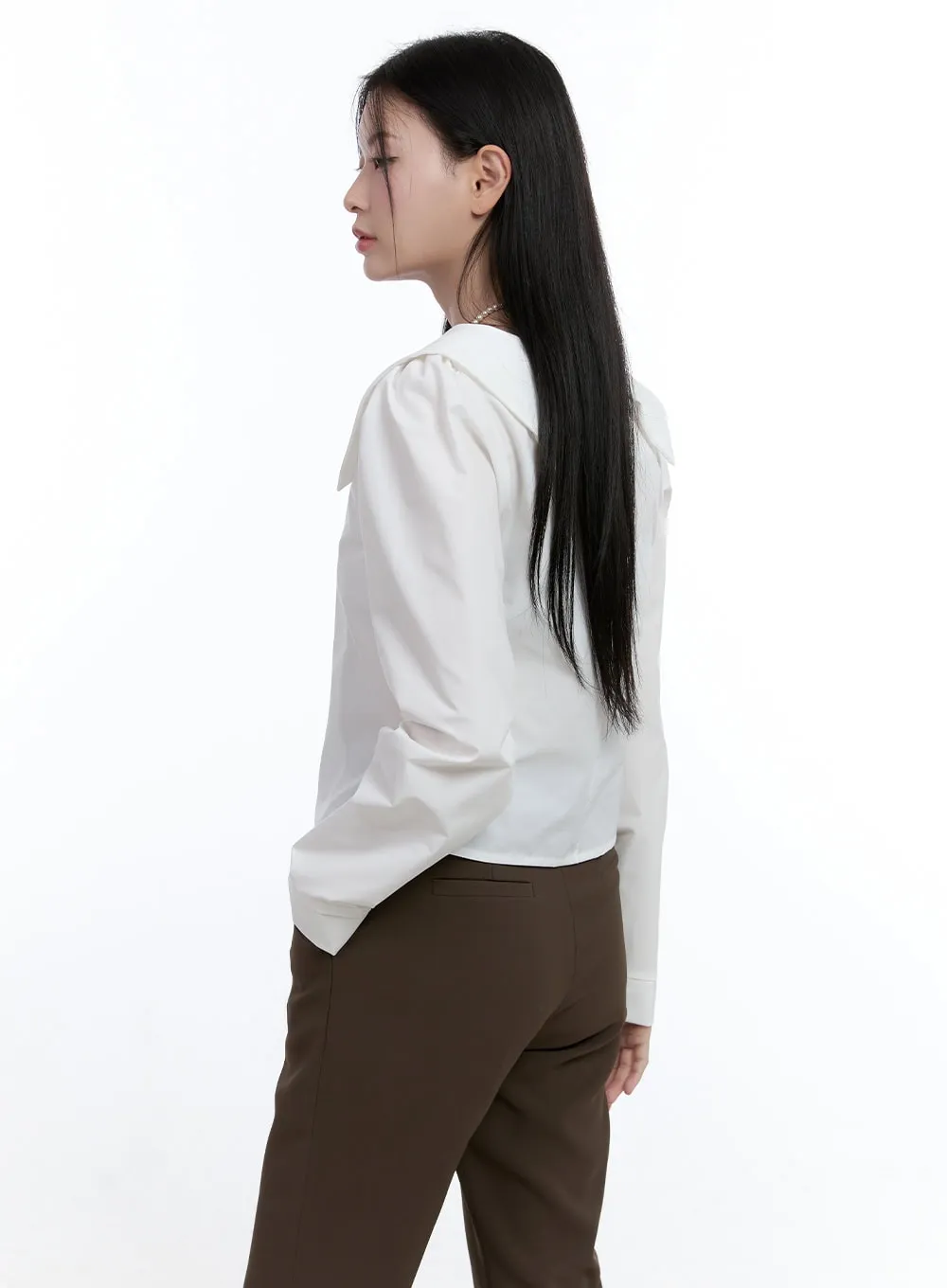 Slit-Collar Buttoned Blouse OO429 sold by Lewkin product image thumbnail 5