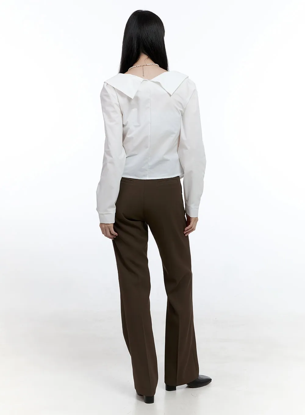 Slit-Collar Buttoned Blouse OO429 sold by Lewkin product image thumbnail 3