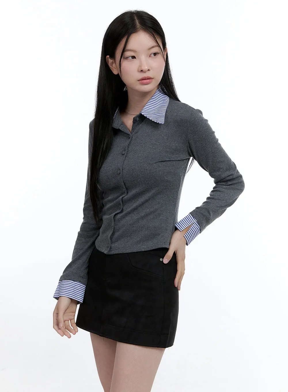 Slim-Fit Collared Shirt OO429 sold by Lewkin