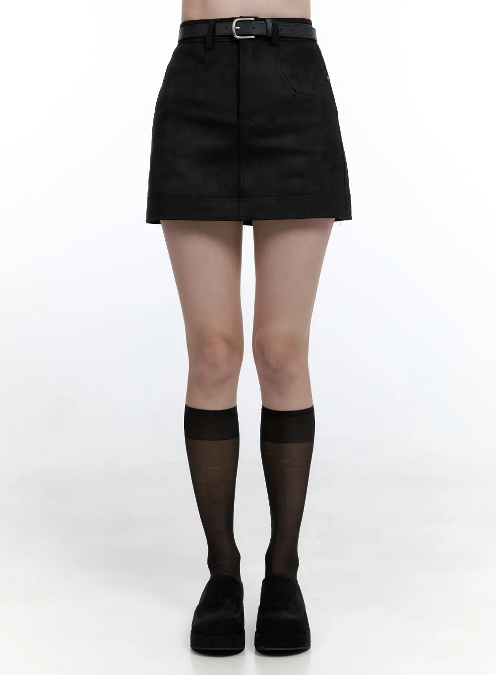 Suede Mini Skirt OO429 sold by Lewkin product image thumbnail 2