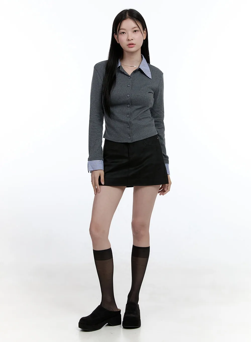 Suede Mini Skirt OO429 sold by Lewkin