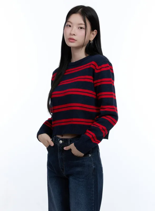 Cozy Stripe Wool-Blend Crop Top OO429 sold by Lewkin