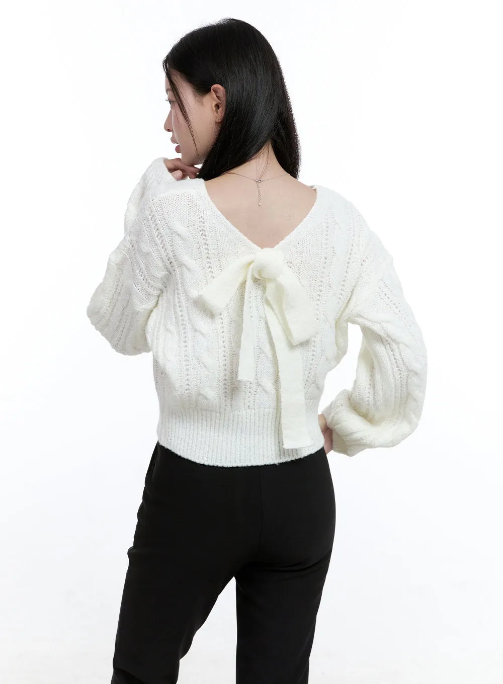 Cable Knit Ribbon Top OO429 sold by Lewkin
