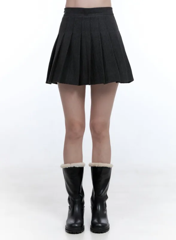 Pleated Cotton Mini Skirt OO429 sold by Lewkin