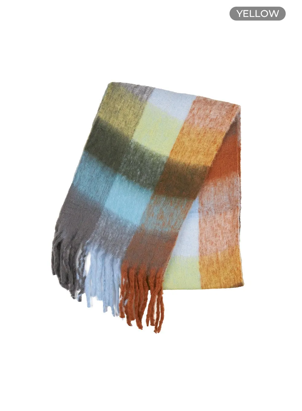 Checkered Wool-Blend Scarf OO429 sold by Lewkin product image thumbnail 5