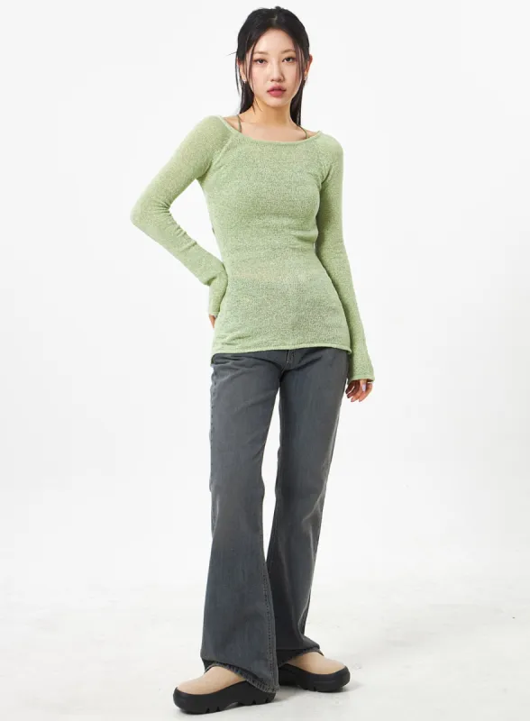 Bootcut Mid-Rise Jeans CA305 sold by Lewkin